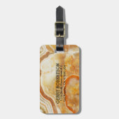 Étiquette À Bagage Pierre de marbre beige monogramme (Devant Vertical)