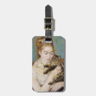 Étiquette À Bagage Pierre une femme de Renoir avec un chat