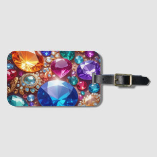 Étiquette À Bagage Pierres et Bijoux Colorés