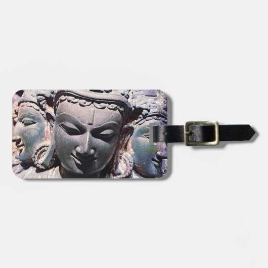 Étiquette À Bagage Pierres sculptées asiatiques antiques face à la ph (Devant horizontal)