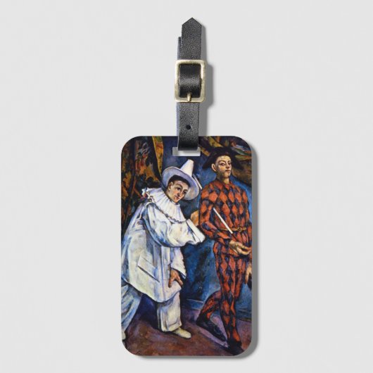 Étiquette À Bagage Pierrot et Arlequin, Mardi Gras par Paul Cezanne (Devant Vertical)