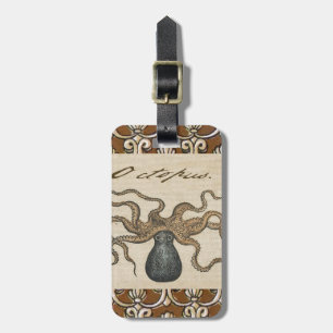 Étiquette À Bagage Pieuvre Kraken Antique Faune Marine Côtière