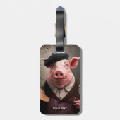 Étiquette À Bagage Pig Peintre Artiste Imaginaire (Dos Vertical)