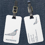 Étiquette À Bagage Pigeon Personnalisé<br><div class="desc">Un pigeon amusant. Idéal pour les amateurs d'oiseaux,  les coureurs de pigeons ou toute autre personne qui aime ces créatures caractéristiques. Art original de Nic Squirrell. Modifiez le nom et les détails pour customiser.</div>