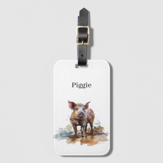 Étiquette À Bagage Piglet en jeu, personnalisation (Devant Vertical)