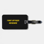 Étiquette À Bagage Pilote de premier officier amusant en uniforme (Dos horizontal)