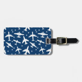 Étiquette À Bagage Pilote d'équipage d'avions Motif sur un bleu marin (Devant horizontal)