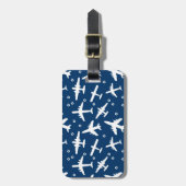 Étiquette À Bagage Pilote d'équipage d'avions Motif sur un bleu marin (Devant Vertical)