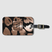 Étiquette À Bagage Pinceau Abstrait noir et Rose (Devant Horizontal)