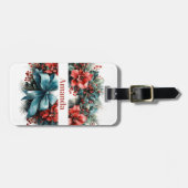 Étiquette À Bagage Pine Wreath avec Holly Christmas (Devant horizontal)