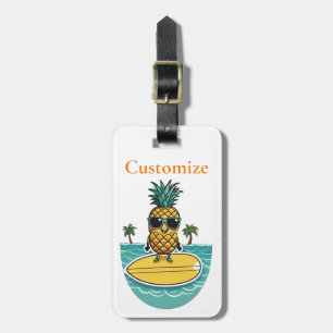 Étiquette À Bagage Pineappa Surfer Dirige Une Vague Thunder_Cove