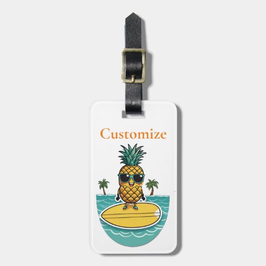 Étiquette À Bagage Pineappa Surfer Dirige Une Vague Thunder_Cove (Devant Vertical)