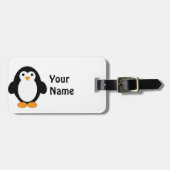 Étiquette À Bagage Pingouin à caricature mignonne (Devant horizontal)