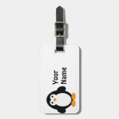 Étiquette À Bagage Pingouin à caricature mignonne (Devant Vertical)