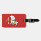 Étiquette À Bagage Pingouin de Noël avec boules de neige agitant (Devant horizontal)