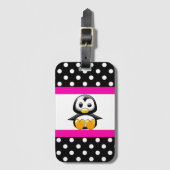 Étiquette À Bagage Pingouin et pois mignons (Devant Vertical)