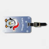 Étiquette À Bagage Pingouin frais avec le casquette de Père Noël (Devant horizontal)