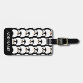 Étiquette À Bagage Pingouin gras mignon sur tout le Motif d'impressio (Devant horizontal)