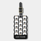 Étiquette À Bagage Pingouin gras mignon sur tout le Motif d'impressio (Devant Vertical)