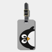 Étiquette À Bagage Pingouin mignon de bande dessinée avec l'arrière - (Devant Vertical)