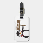 Étiquette À Bagage Pingouin mou réversible avec écusson et signe (Devant Vertical)