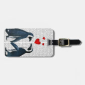 Étiquette À Bagage Pingouins aux coeurs d'amour (Devant horizontal)