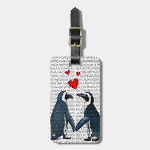 Étiquette À Bagage Pingouins aux coeurs d'amour