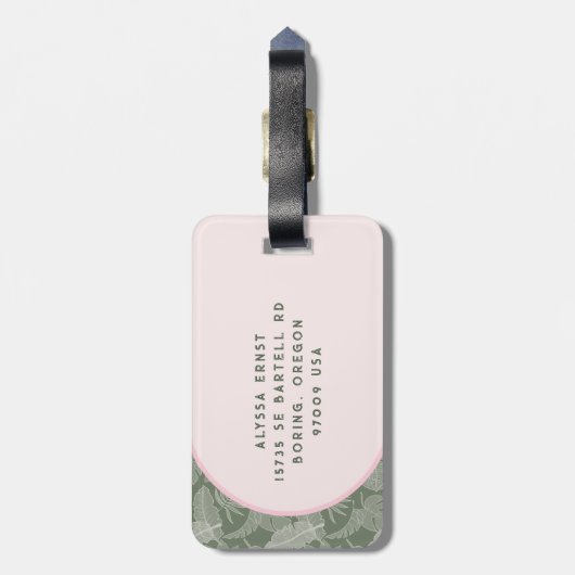 Étiquette À Bagage Pink and green Palm Tree Travel Journal (Dos Vertical)