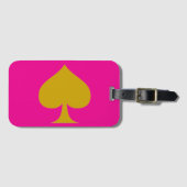 Étiquette À Bagage Pink Background design and Gold Spade (Devant Horizontal)