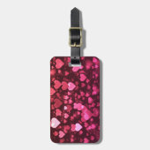 Étiquette À Bagage Pink Bokeh Hearts papier peint Arrière - plan numé (Devant Vertical)