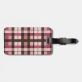Étiquette À Bagage Pink et Brown Plaid Léger Distress (Dos horizontal)