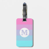 Étiquette À Bagage Pink Femintel Stripes Monongramme initial (Dos Vertical)