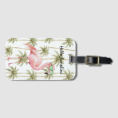 Étiquette À Bagage Pink Flamingo Palm Trees (Devant Horizontal)