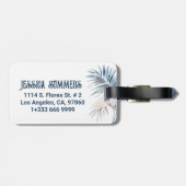 Étiquette À Bagage Pink Flamingo Tropical Leaves (Dos horizontal)