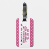 Étiquette À Bagage Pink fuchsia dote bagage avec nom (Dos Vertical)