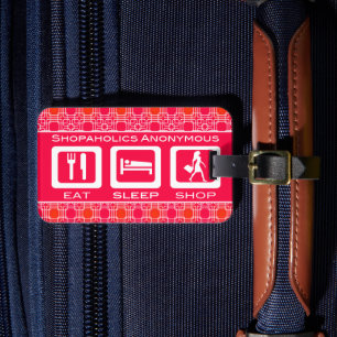 Étiquette À Bagage Pink Funny Shopaholic Eat Sleep Shop Award