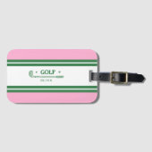 Étiquette À Bagage Pink & Green Striped cadeau rétro personnalisé (Devant Horizontal)
