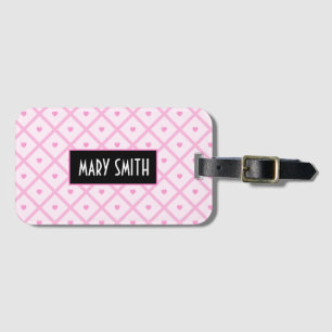 Étiquette À Bagage Pink Heart Moderne Plaid Collection