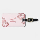 Étiquette À Bagage Pink Hibiscus Rose Gold bagage ID (Devant horizontal)