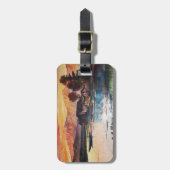 ÉTIQUETTE À BAGAGE PINK MOUNTAINS LAC ALPINE SUNSET PAYSAGE (Devant Vertical)