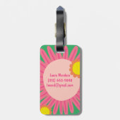 Étiquette À Bagage Pink Orange Fleur CUSTOMISÉE INITIALES (Dos Vertical)