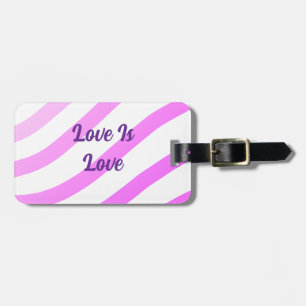 Étiquette À Bagage Pink rayures colorées pastel amour est amour fiert