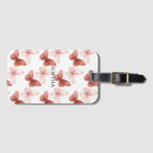 Étiquette À Bagage Pink Red Butterflies   (Devant Horizontal)