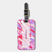 Étiquette À Bagage Pink Red Marble Texture Liquid Paint Mixture (Devant Vertical)