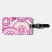 Étiquette À Bagage Pink Retro Circles Pattern (Devant horizontal)