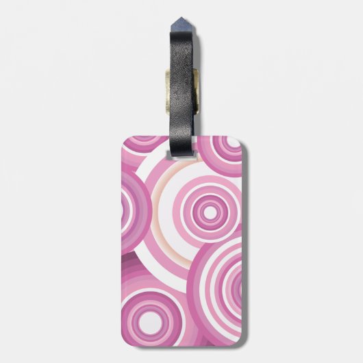 Étiquette À Bagage Pink Retro Circles Pattern (Dos Vertical)