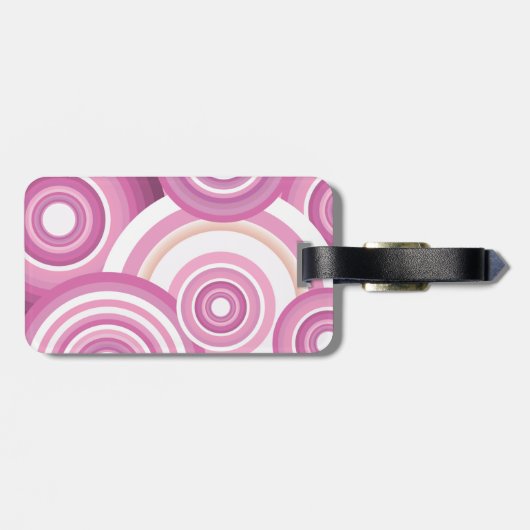 Étiquette À Bagage Pink Retro Circles Pattern (Dos horizontal)