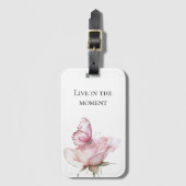 Étiquette À Bagage Pink Rose Butterfly (Devant Vertical)