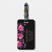 Étiquette À Bagage Pink Shiny Metallic Cherry Blossoms (Dos Vertical)