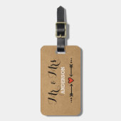 Étiquette À Bagage Pink Sweethearts & Arrows Rustic Nom de famille M  (Devant Vertical)